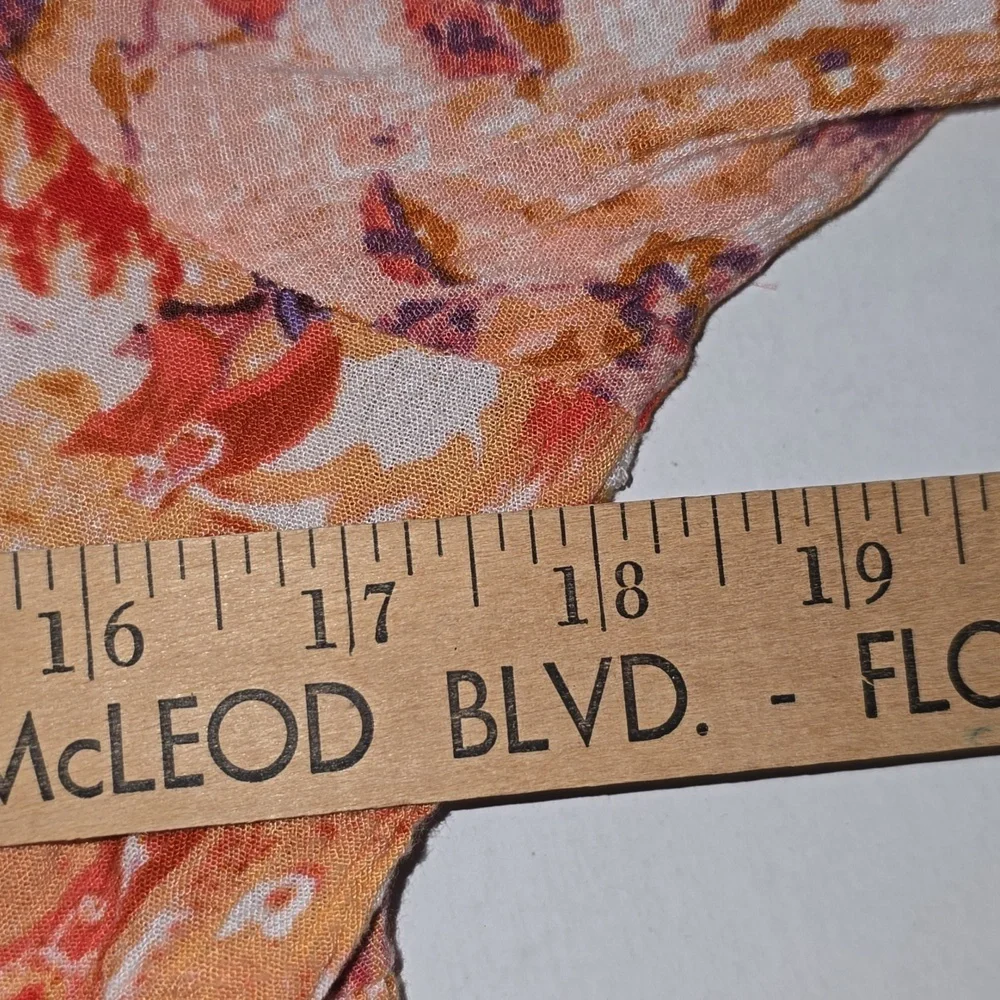 Myra Bag V-Neck A-Line Orange Purple Floral Elastic Waist Dress Womens Size L - Picture 12 of 16